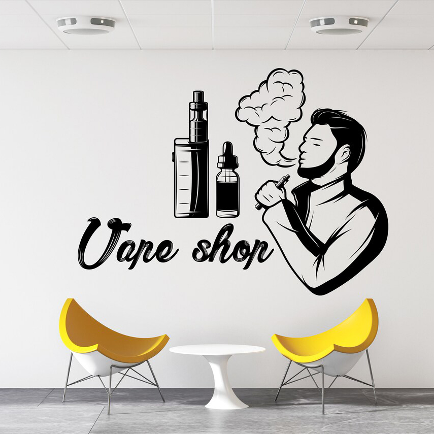Vaping Store - Vapeショップ壁デカールウィンドウステッカー、煙店の装飾、蒸気ラウンジ、装飾、a661