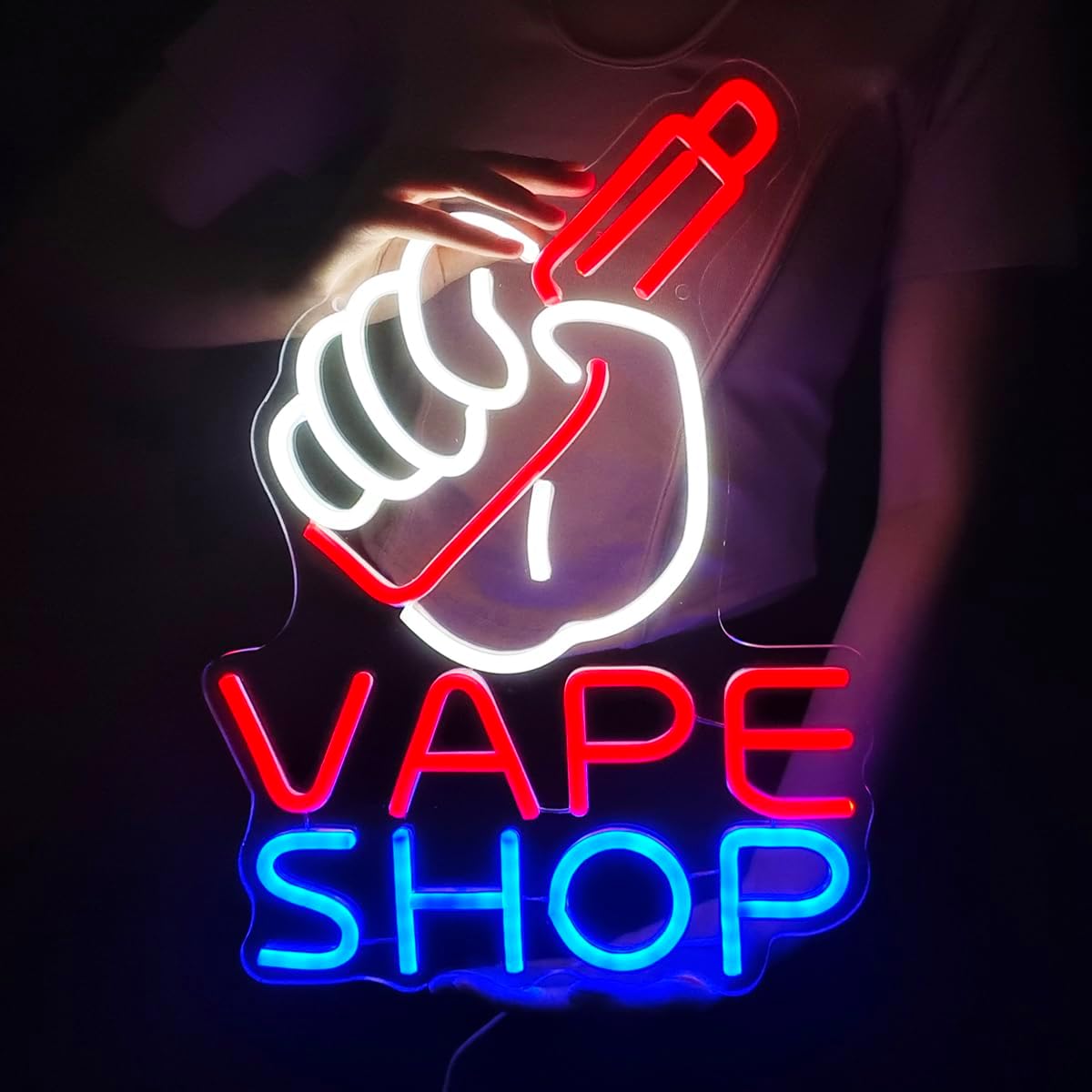 Vaping Store - LED付き電子タバコのネオンサイン,タバコ,ビジネスストア,ロゴ付きの壁の装飾,誕生日,クリスマス,夫へのギフト