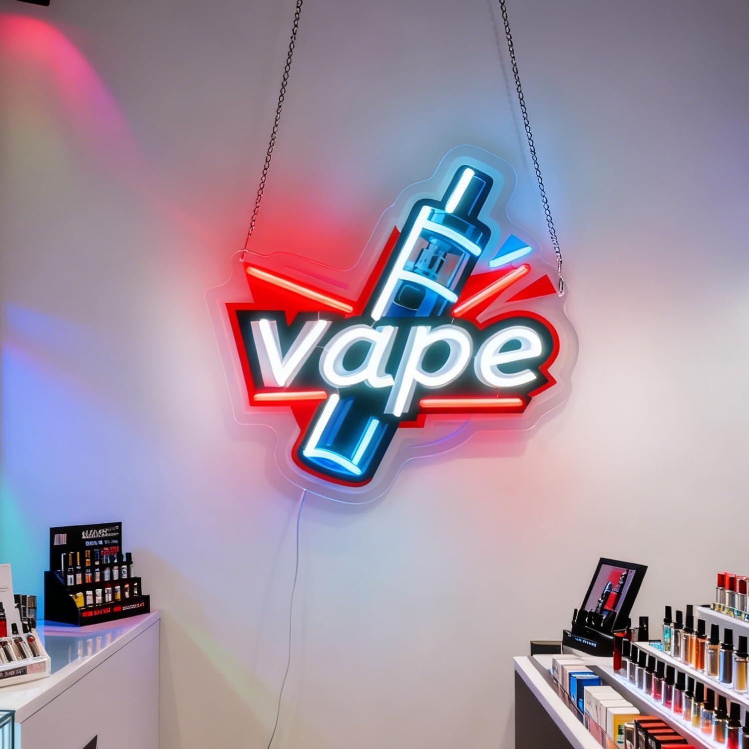 Vaping Store - ベイプネオンサインUSB調光LEDネオンライト、喫煙具店、ビジネスストア、バー、パブ、クラブ、スタジオ、男の隠れ家、ガレージ、寝室、パーティーの装飾に