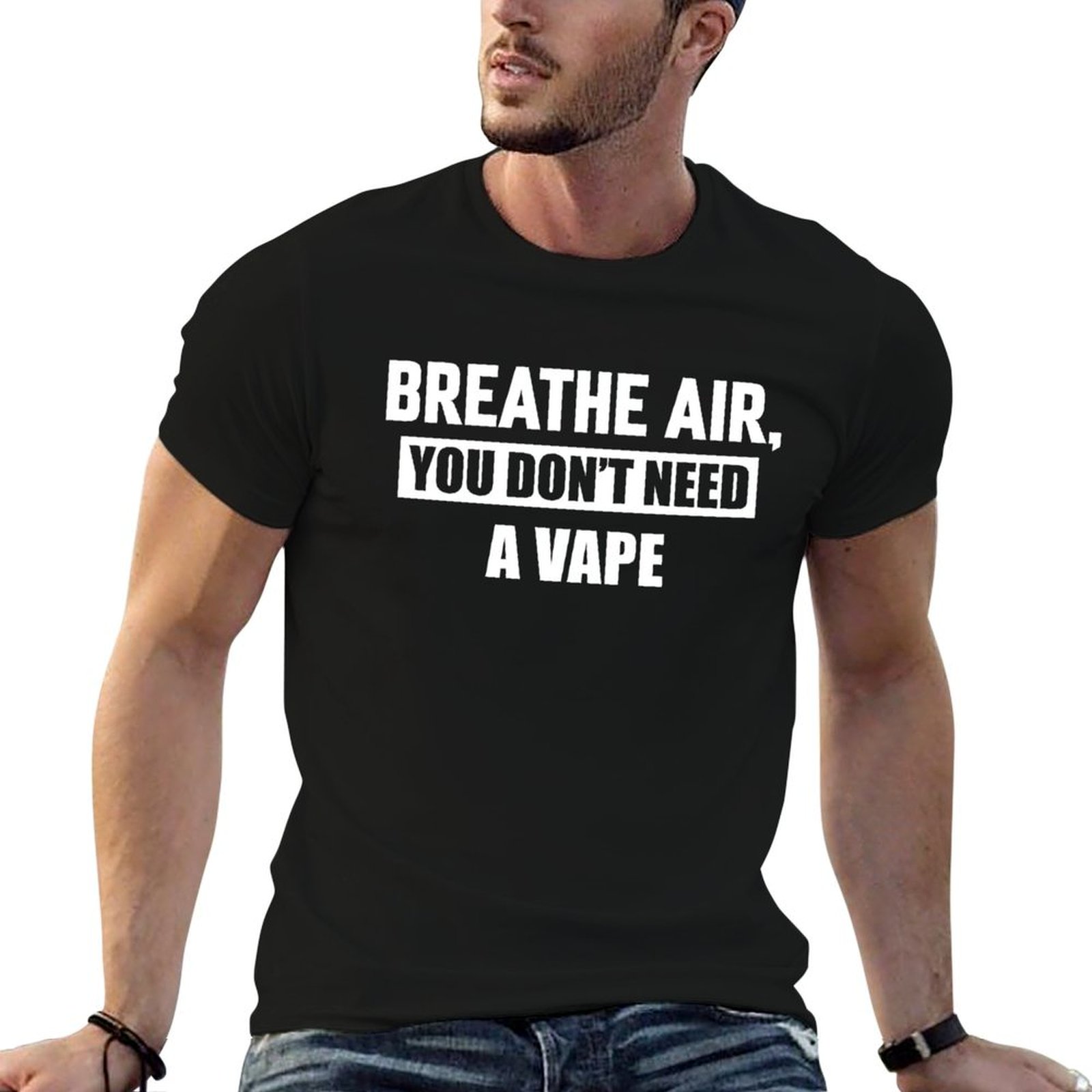 Vaping Air - 空気を呼吸してください、電子タバコは不要です Tシャツ 汚れに強いカジュアルTシャツ