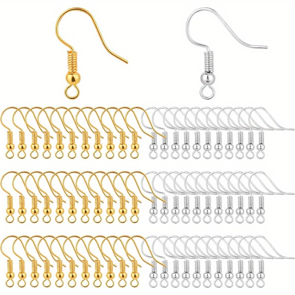 Coil Building Kit - 200個入りイヤリングフック、フィッシュフックイヤワイヤー、フレンチワイヤーフック、コイルとボールスタイルのニッケルフリーイヤワイヤー、ジュエリー製作用