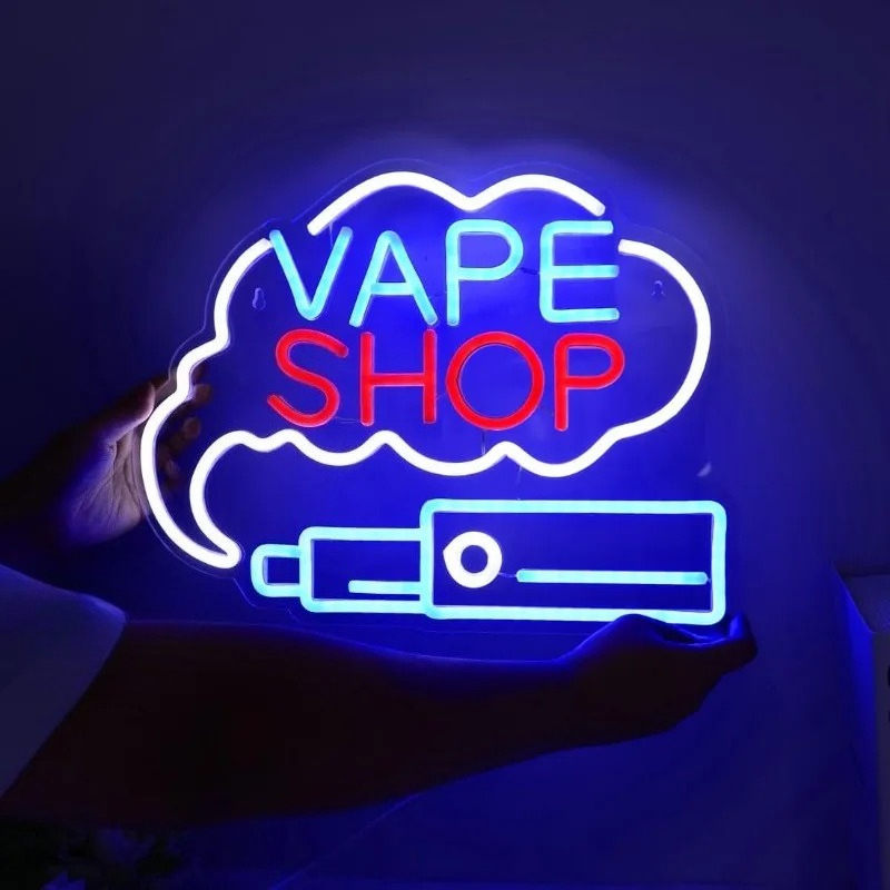 Vaping Store - LED VAPE ショップスモークネオンサイン葉巻店ウィンドウディスプレイガレージマン洞窟壁アート装飾サイン