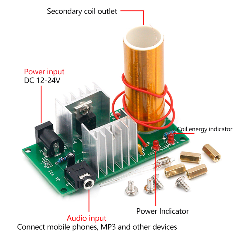 ミニテスラコイルDIY電子キットDC 15-24V 15Wテ - Coil Building Kit のレビューと価格