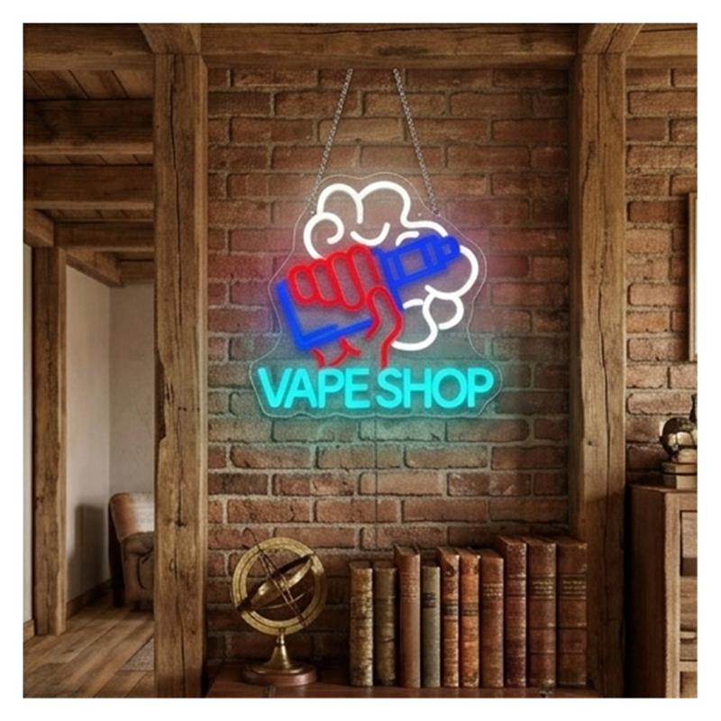 ベープショップネオンサイン、手で持つ形のベープLEDライト、 - Vaping Store のレビューと価格